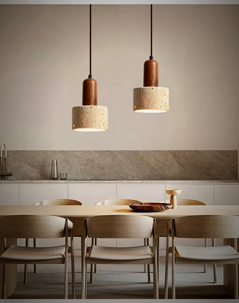 Cava Travertine Stone Pendant Light