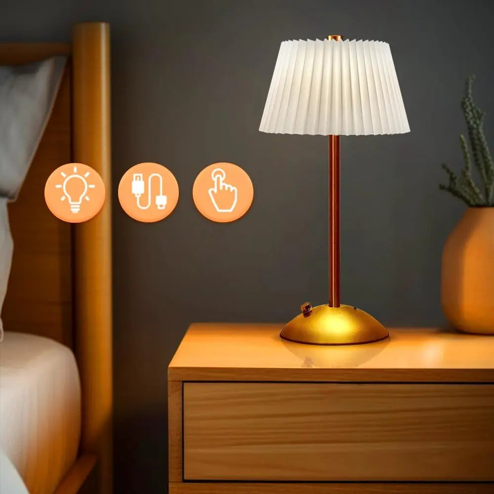 Elara Cordless Pleated Lamp