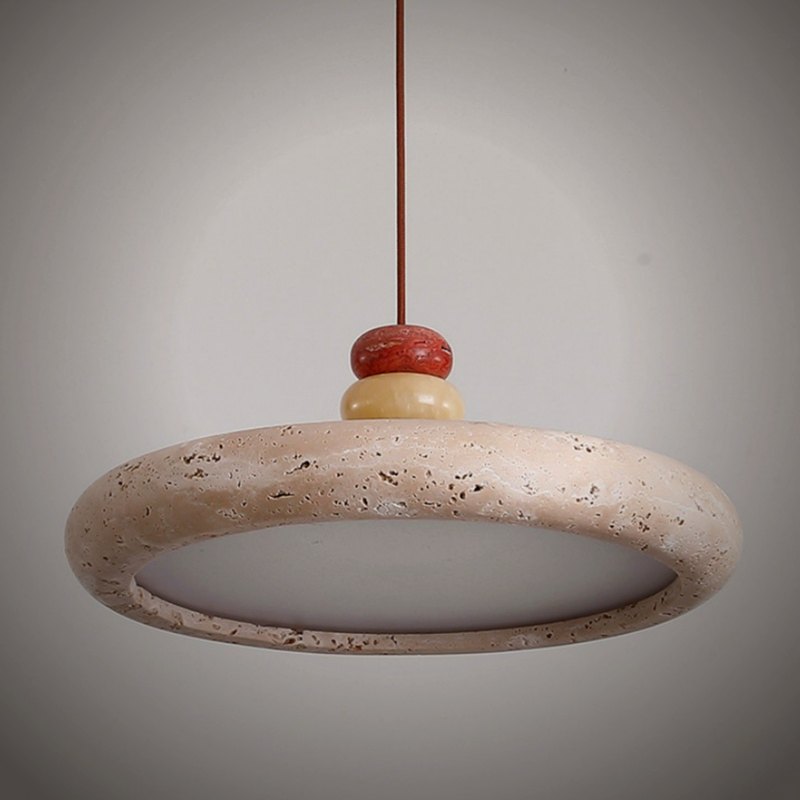 Mesa Travertine Disc Pendant Light