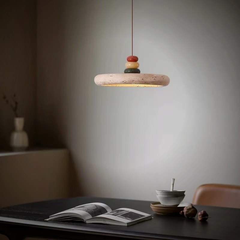 Mesa Travertine Disc Pendant Light